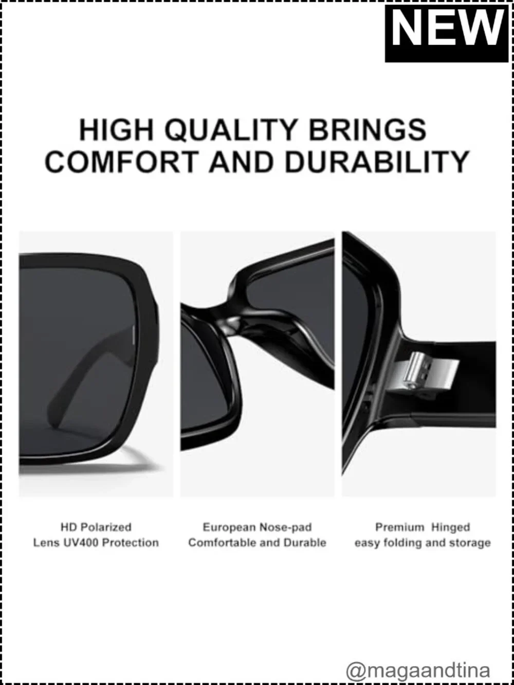 Women's Polarized Oversized Square Sunglasses UV400 Protection Trendy